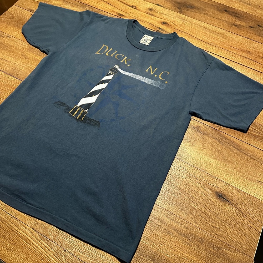Vintage Alore Blue Duck NC Lighthouse Graphic T-Shirt Men XL
